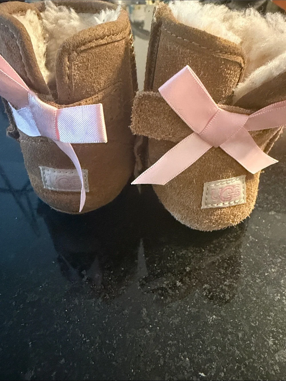 UGG Toddler Chestnut Suede Faux-Shearling Booties
